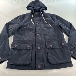 Gap Canvas Jacket Mens Medium Blue Hood Utility Field Military Barn Lined Cargo